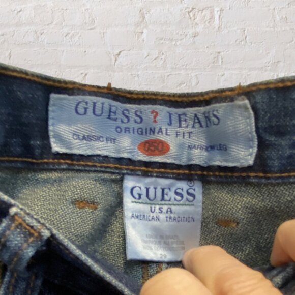 RARE VINTAGE 90'S GUESS JEAN -- Classic Fit, Narrow Leg, Am Trad, Dk Blue, #1050 - Picture 11 of 11